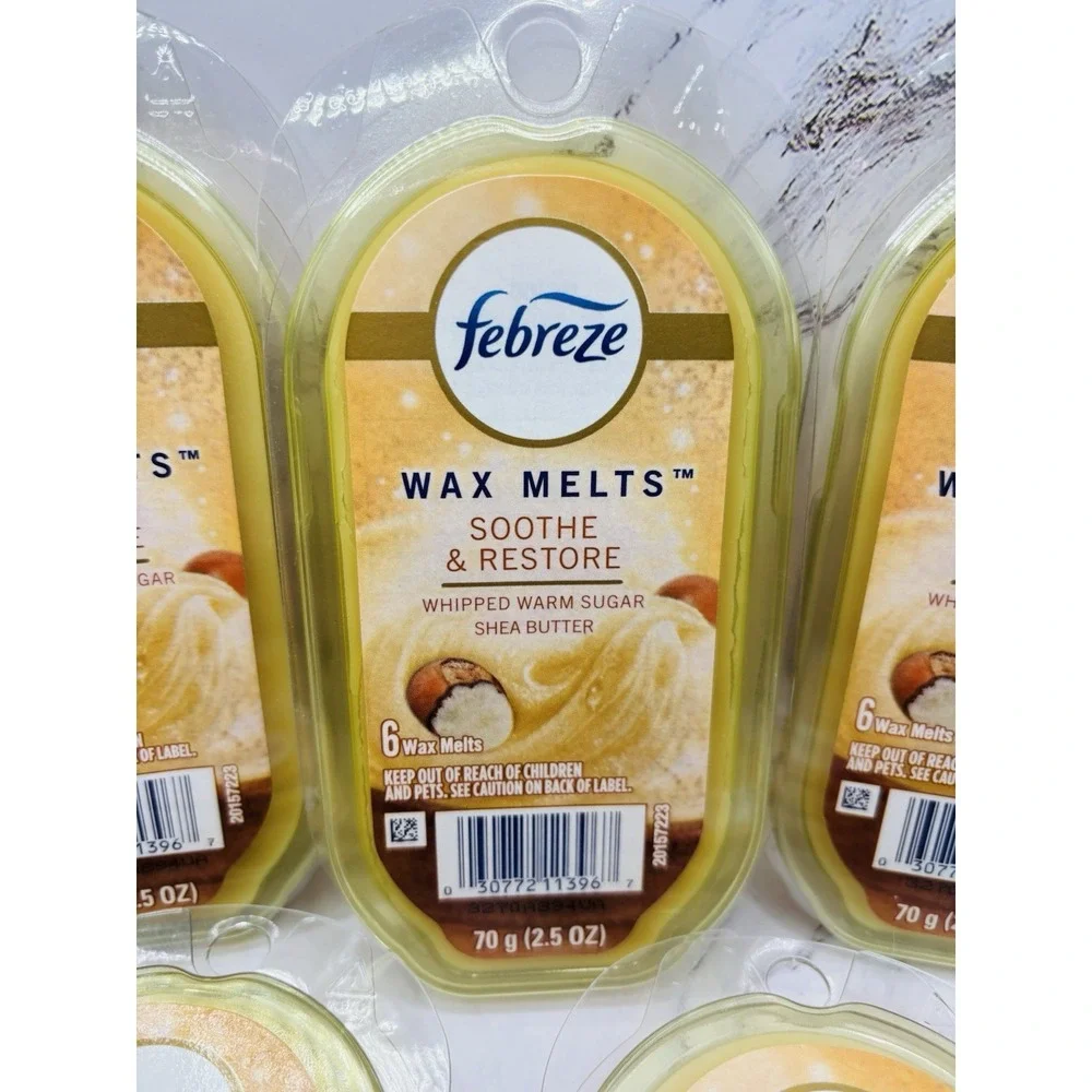 NEW FEBREZE WHIPPED WARM SUGAR SHEA BUTTER WAX MELTS  X  5‎ PACKS 30 Melts